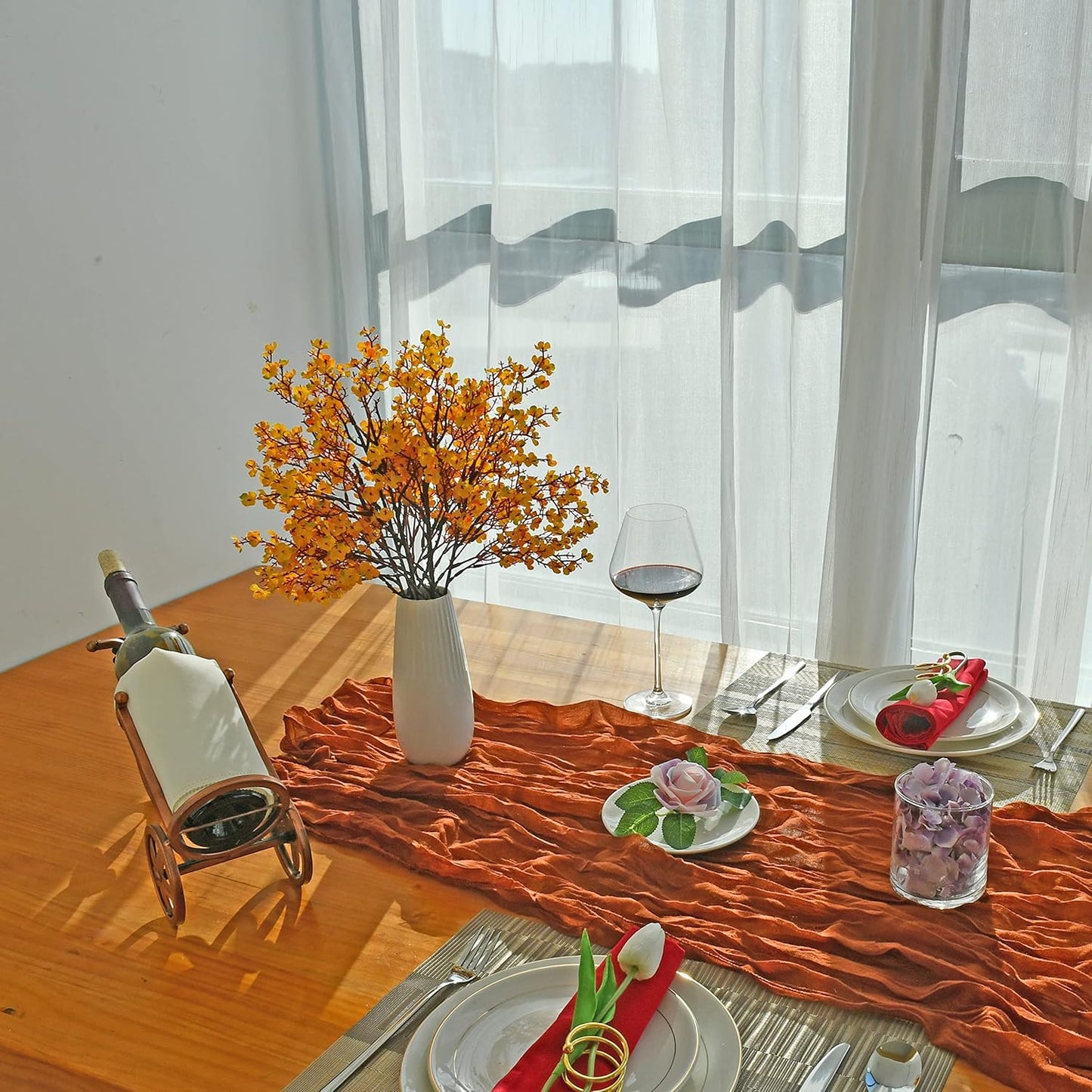 Mandy's Dark Yellow Artificial Baby’s Breath Flowers 6 Bundles Silk Gypsophila with Bendable Stems for Fall Centerpiece Wedding Decor and Table Arrangements