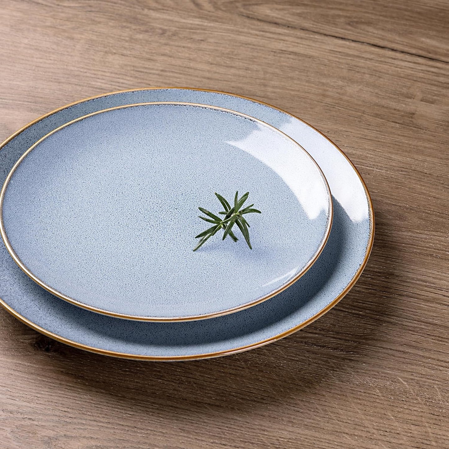 GBHOME Ceramic Dinnerware Sets for 4, 12 Pieces Stoneware Plates and Bowls Sets, Reactive Glaze Dishes -Scratch Resistant, Dishwasher&Microwave Safe- Brunnera Blue