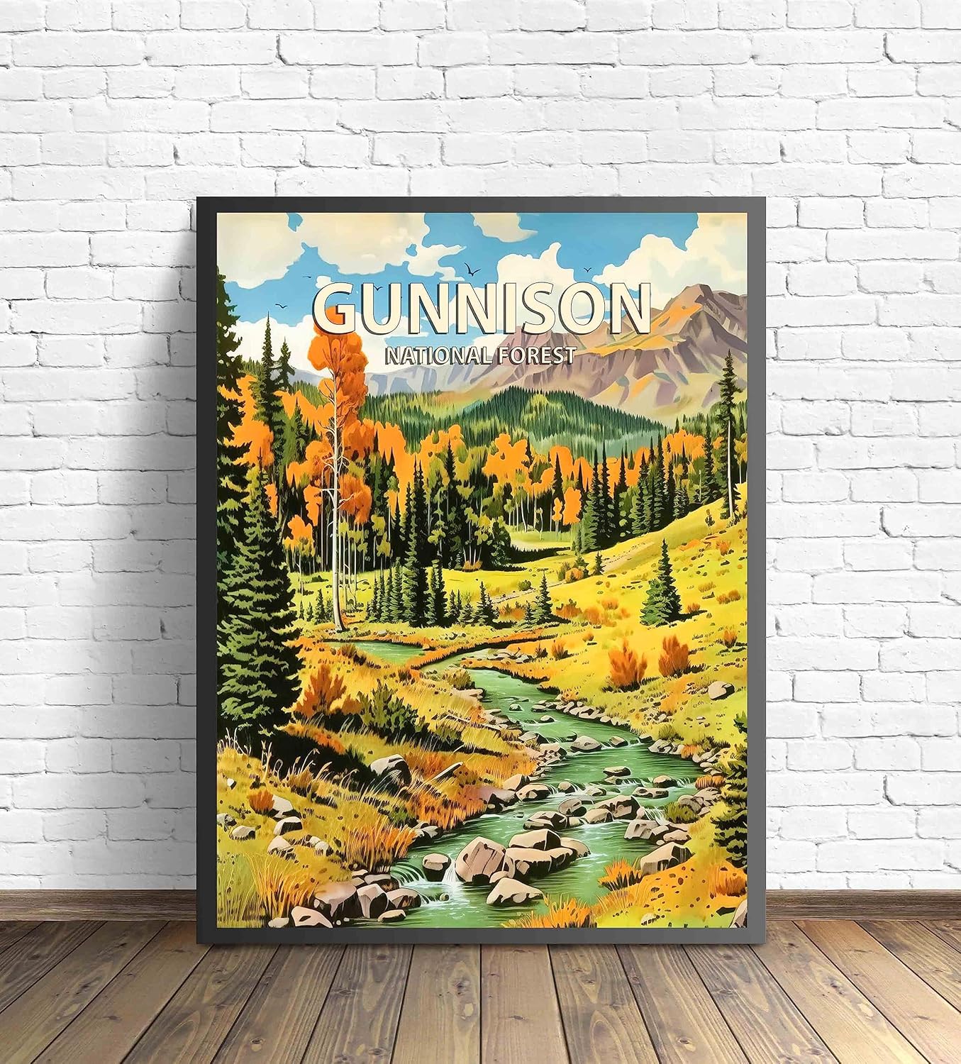 Gunnison National Forest Poster Art Print Retro Mountain Wall Art Poster Vintage Decor Nature Recreation Wilderness Wildlife Decoration, Outdoor Adventure Scenic Beauty Artwork. (Gunnison National