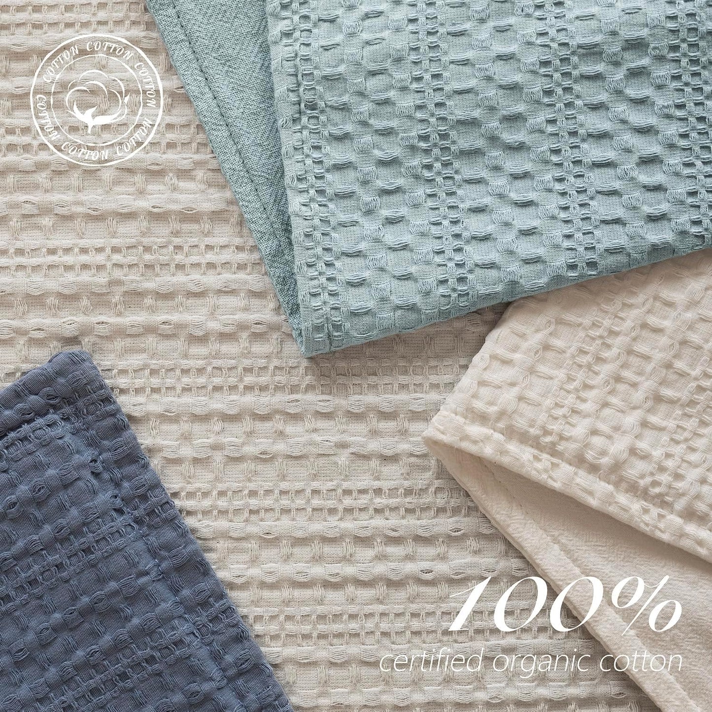 Foindtower Set of 2 Decorative Cotton Waffle Weave Lumbar Throw Pillow Cover Euro Sham Cushion Covers Accent European Pillowcase For Bed Couch Sofa Bedroom Living Room Home Decor 12×20 Inch Light Blue