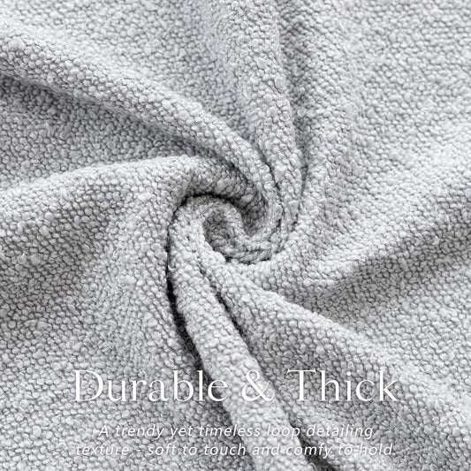 Foindtower Decorative Textured Boucle Throw Pillow Covers Accent Solid Pillow Cases Neutral Soft Cozy Couch Cushion Case for Chair Sofa Bedroom Living Room Home Decor 26 x 26 Inch,Light Grey