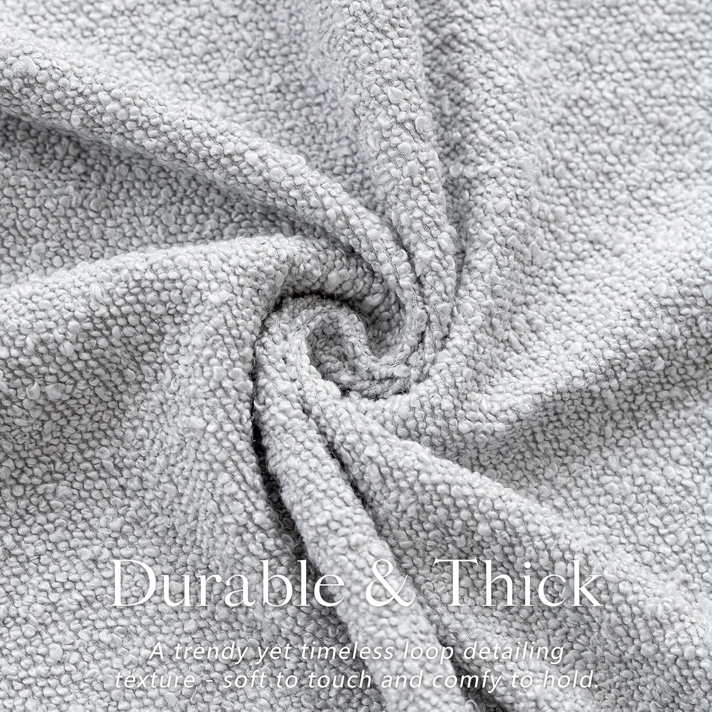 Foindtower Pack of 2 Textured Boucle Throw Pillow Covers Accent Solid Decorative Pillow Cases Cozy Woven Couch Cushion Case for Chair Sofa Bedroom Living Room Home Decor, 18 x 18 Inch,Light Grey