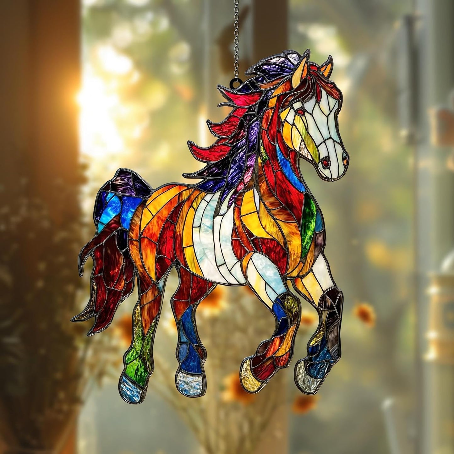Horse Lover Acrylic Suncatcher Ornament Window Hanging Equestrian Light Catcher Home Decor Gift
