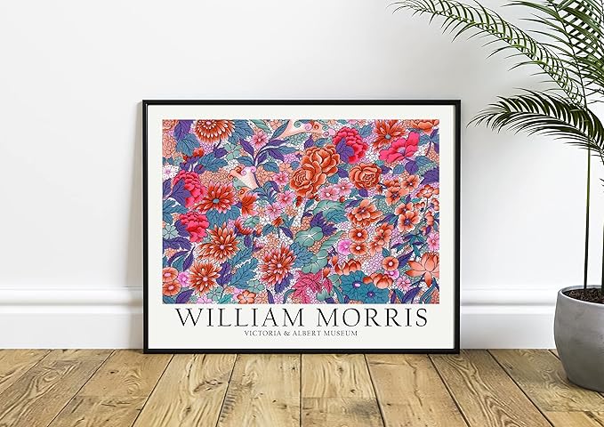 William Morris Colorful Flowers Wall Art Poster Prints, Famous Artist Patterns, Vintage Flowers Decor Artwork, Tapestry Historic Cultural Illustrations Fine Art, Colorful for Living Room, Bedroom,