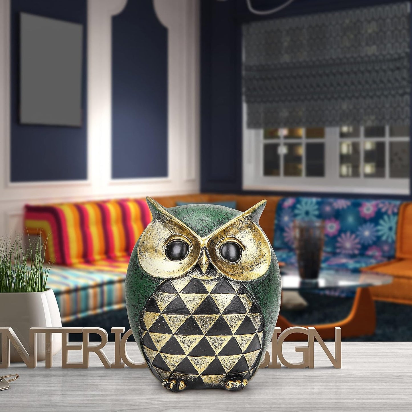 Leekung Owl Statue for Home Decor Accents,Owl Decor for Modern Bathroom Bookshelf Bedroom Mantle Living Room Home Office TV Stand Shelf Boho Decorations,Retro Decor Small Bird Items Gift for Women