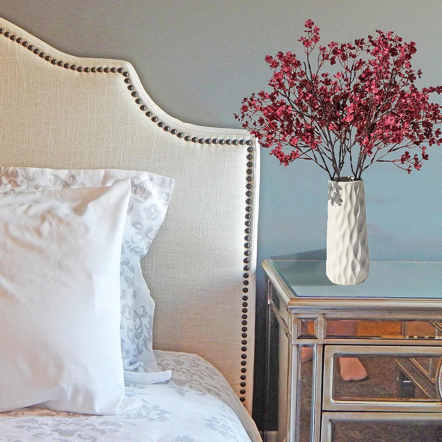 Mandy's Burgundy Artificial Baby’s Breath Flowers 15 Bundles Silk Gypsophila with Bendable Stems for Fall Centerpiece Wedding Decor and Table Arrangements