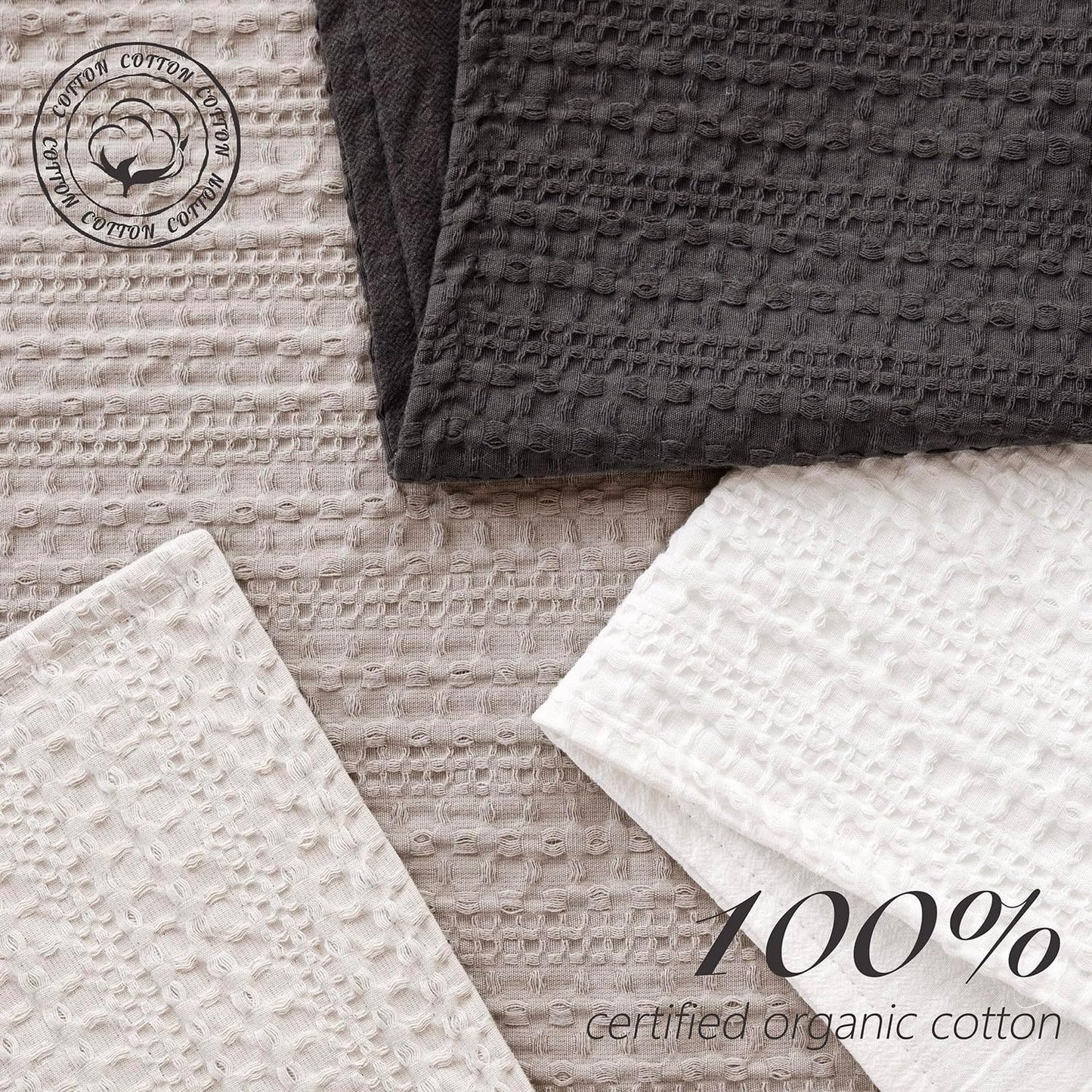 Foindtower Set of 2 Decorative Cotton Waffle Weave Throw Pillow Covers Euro Shams Cushion Covers Accent European Pillowcase for Bed Couch Sofa Bedroom Living Room Home Decor 20×20 Inch Tan Beige