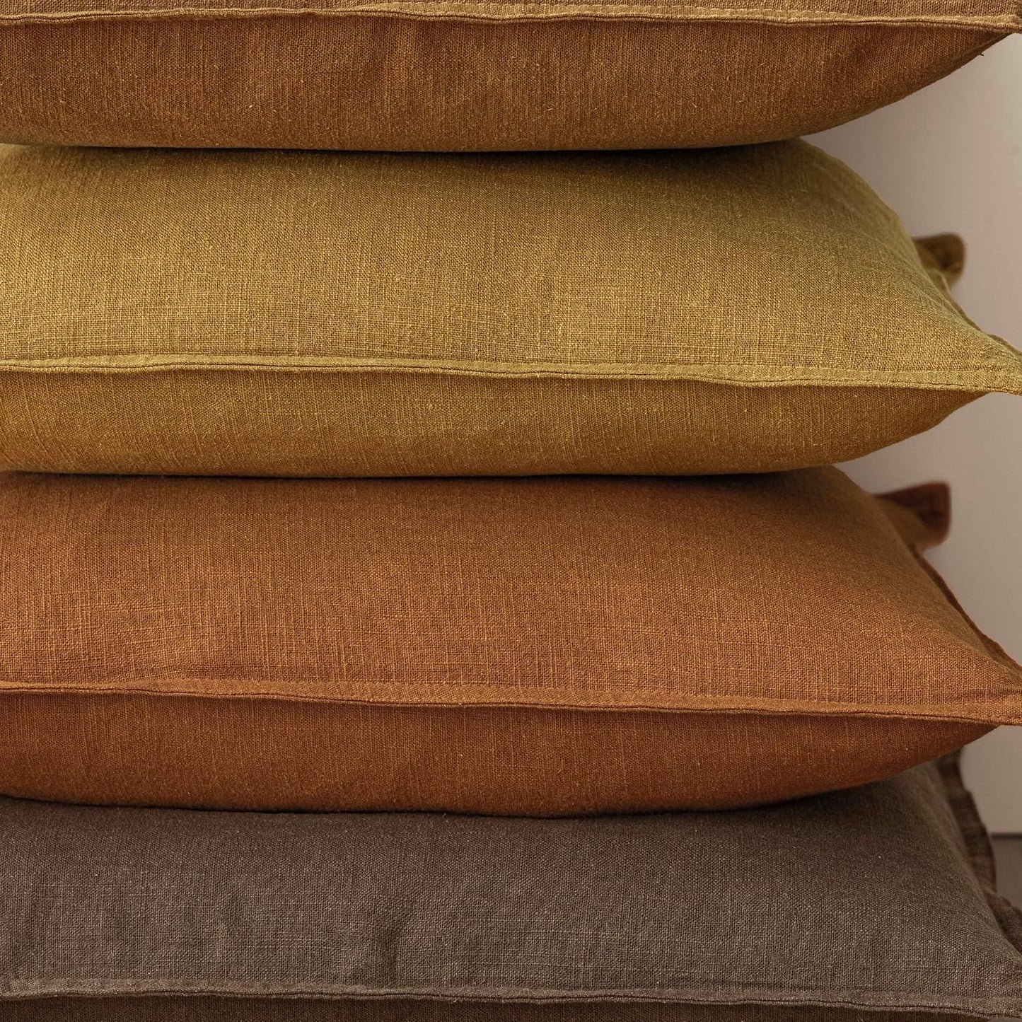 Foindtower Set of 2, Decorative Linen Soild Throw Pillow Covers Soft Accent Cushion Euro Case Boho Farmhouse Pillowcase for Chair Couch Sofa Bedroom Living Room Home Decor 18 x 18 Inch Autumn Orange