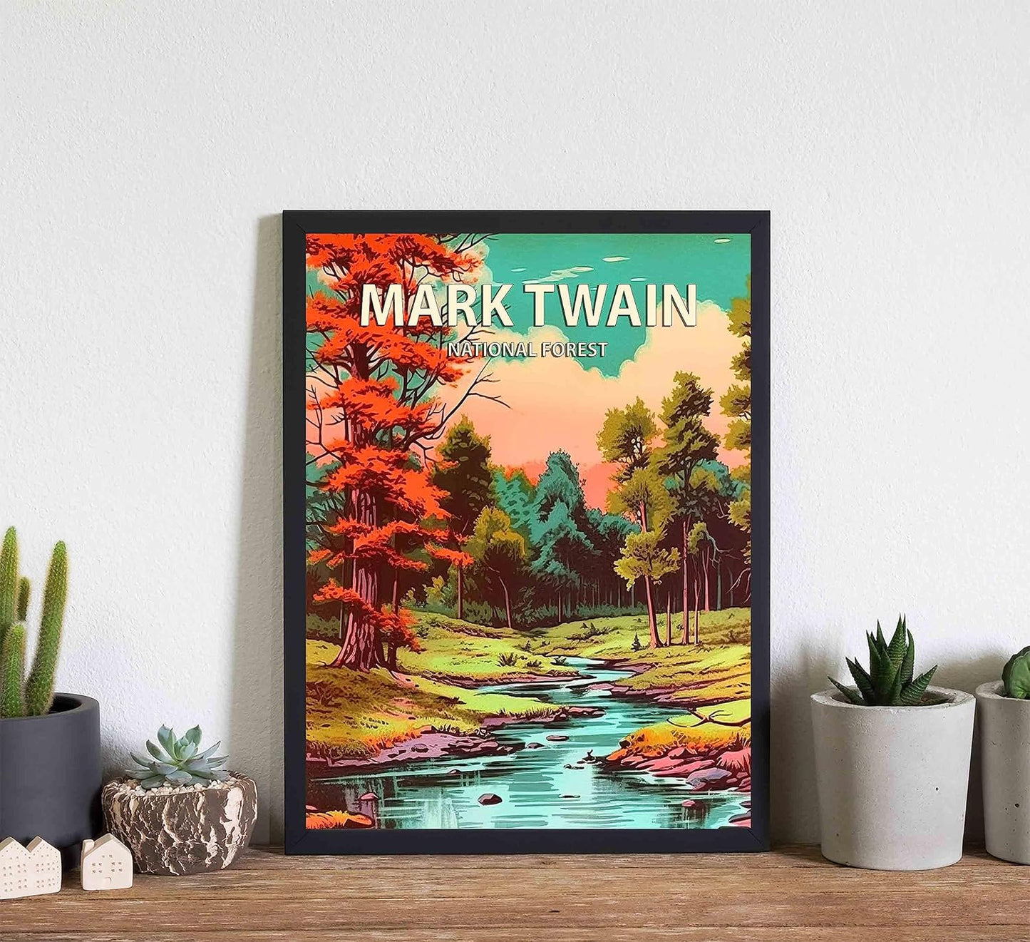Mark Twain National Forest Poster Art Print Retro Mountain Wall Art Poster Vintage Decor Nature Recreation Wilderness Wildlife Decoration, Outdoor Adventure Scenic Beauty Artwork. (Mark Twain National
