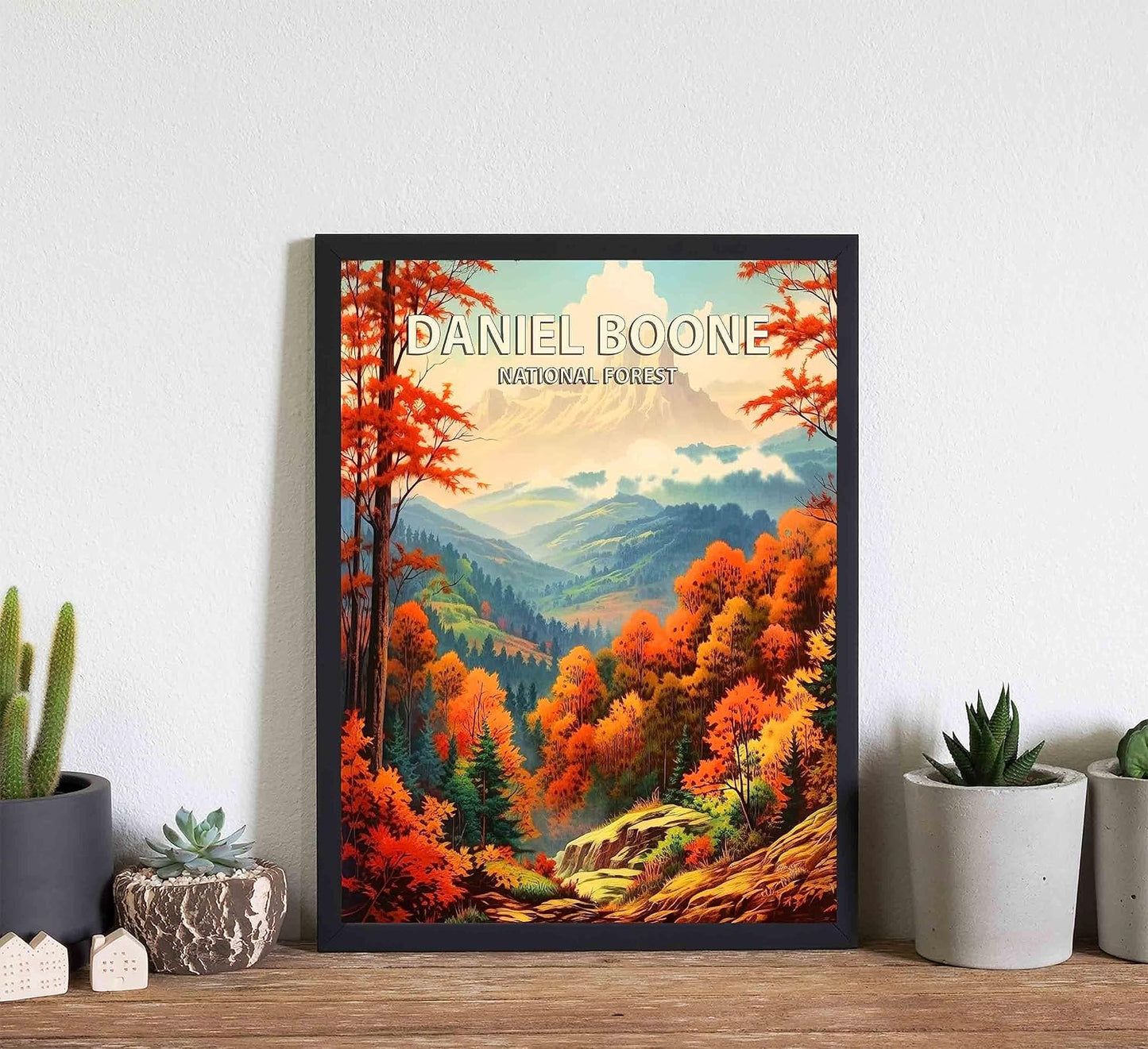 Daniel Boone National Forest Poster Art Print Retro Mountain Wall Art Poster Vintage Decor Nature Recreation Wilderness Wildlife Decoration, Outdoor Adventure Scenic Beauty Artwork. (Daniel Boone