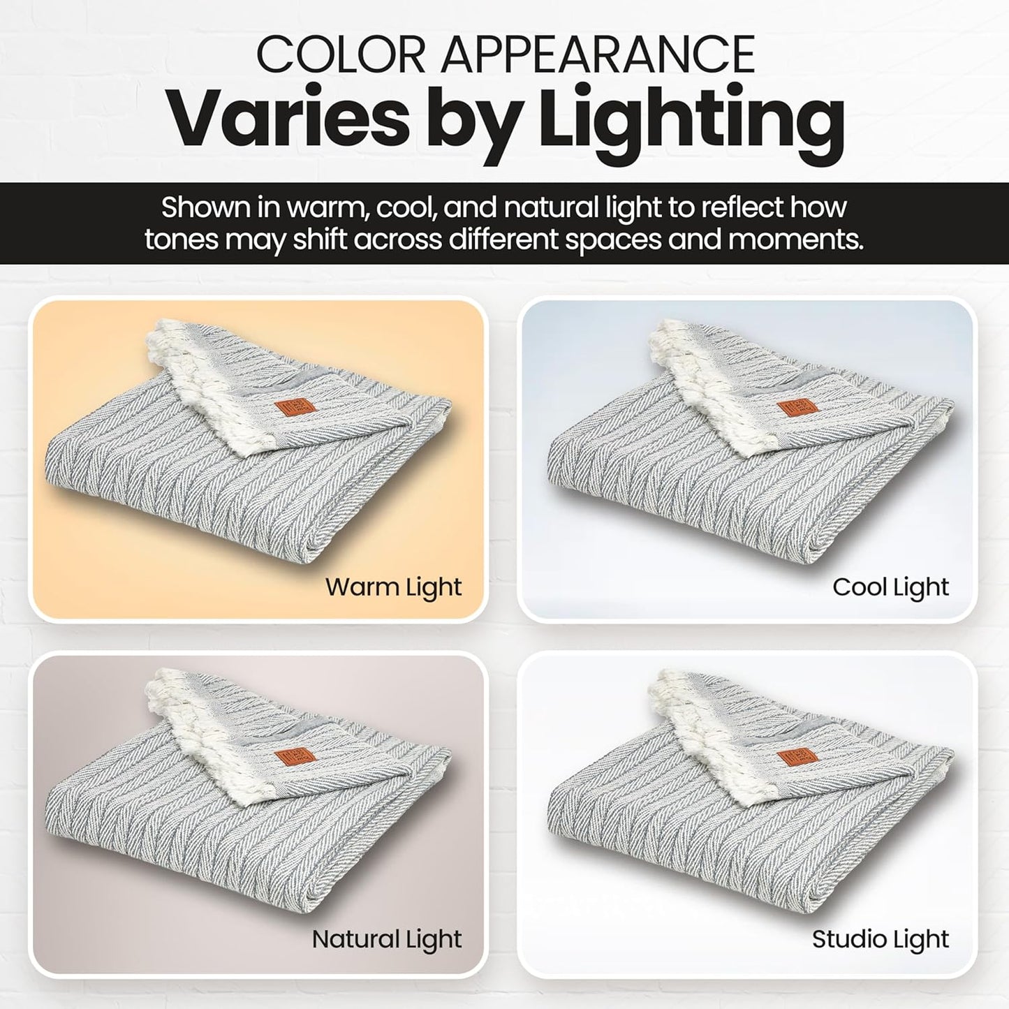 Gold Case Throw Blanket for Couch - 100% Recycled Turkish Cotton Blankets & Throws - Vintage Soft Throw Blankets for Living Room - Boho Decorative Woven Couch Blanket - 50x60 - Grey