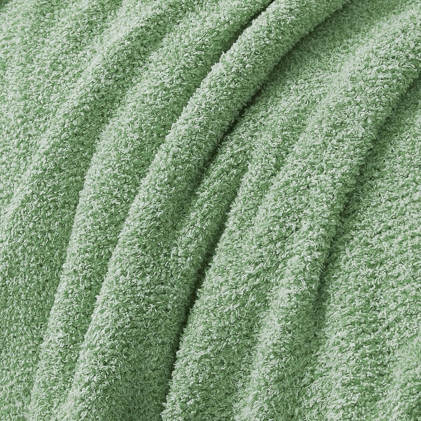 Green Knit Throw Blanket for Couch, Super Soft Plush Feather Yarn, Warm Cozy Lightweight Decorative Knitted Blanket for Sofa, Bed, Picnic & Travel, 50x60 Inches