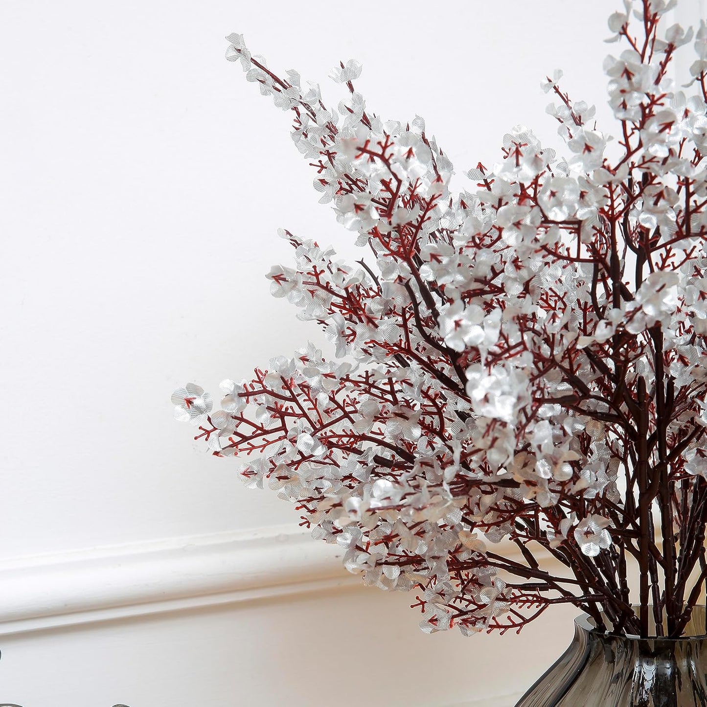 JAKY-Global Babys Breath Fabric Cloth Artificial Flowers 6 Bundle European Fake Silk Plants Decor Wedding Party Decoration Bouquets Real Touch DIY Home Garden (Silver 6pcs)