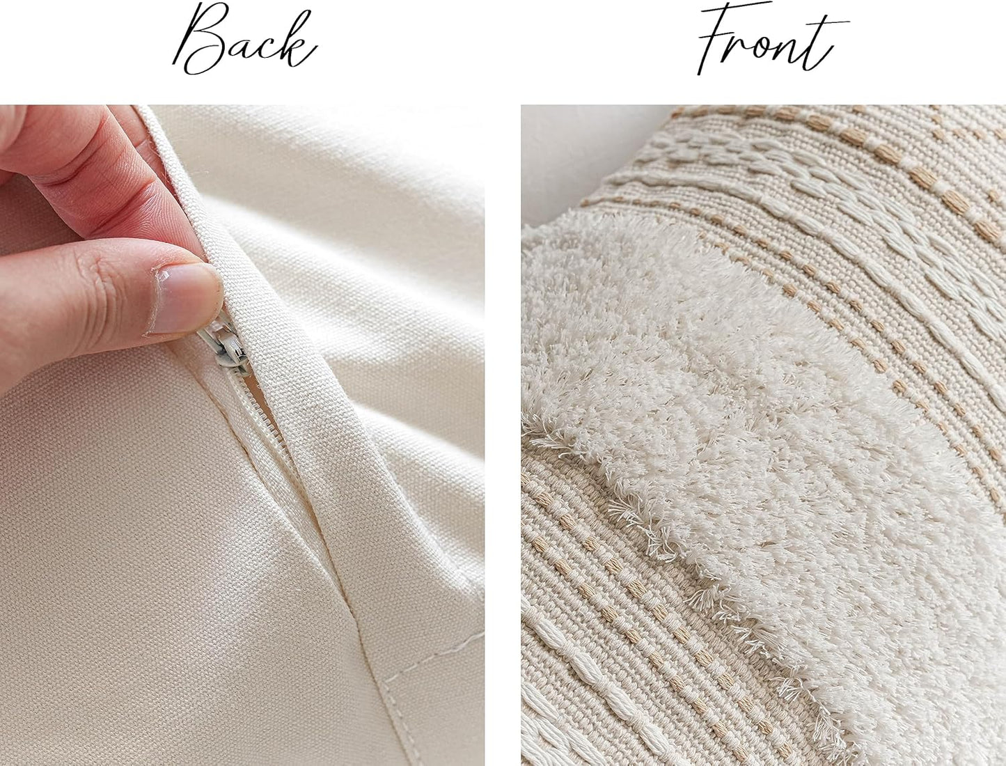 BlissBlush Large Body Pillow Cover for Bed 20x54 Boho Accent Oversized Long Pillowcase for Bedroom Neutral White Decorative Cushion Farmhouse Home Décor (Cover ONLY, Pack of 1)