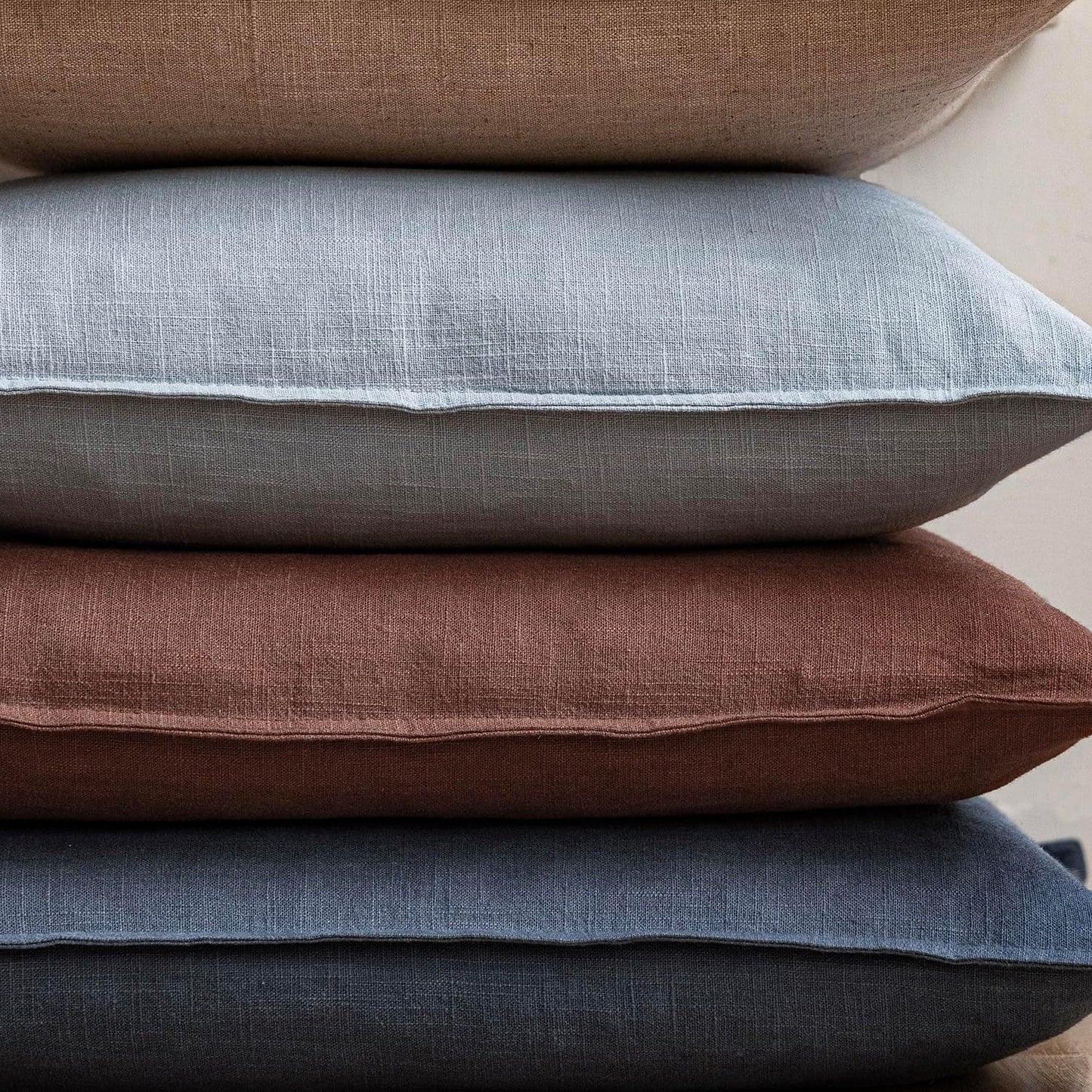 Foindtower Pack of 2, Decorative Linen Soild Throw Pillow Covers Soft Accent Lumbar Cushion Case Boho Farmhouse Pillowcase for Chair Couch Sofa Bedroom Living Room Home Decor 12 x 20 Inch Sky Blue