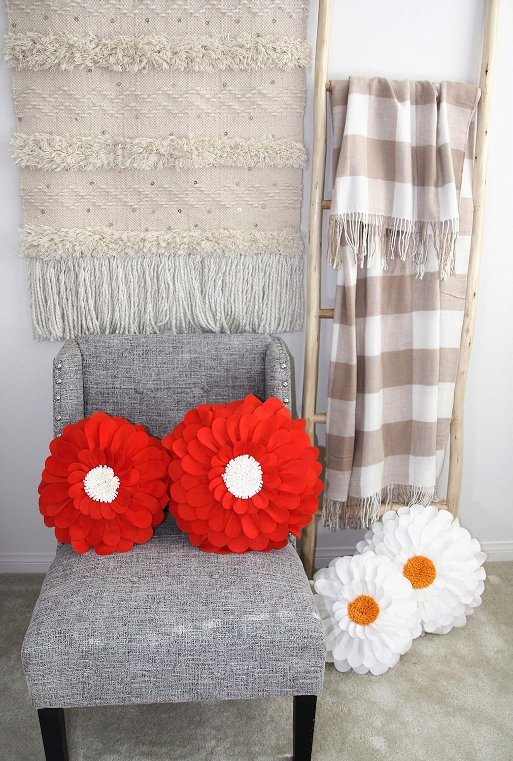 Decorative Flower Pillows – 3D Happy Daisy Flower Throw Pillow - Flower Shape Design Patented-Flower Shaped Pillow For Home Décor – Round Throw Pillows Soft & Cozy - Couch & Bed Flower Shape Pillow