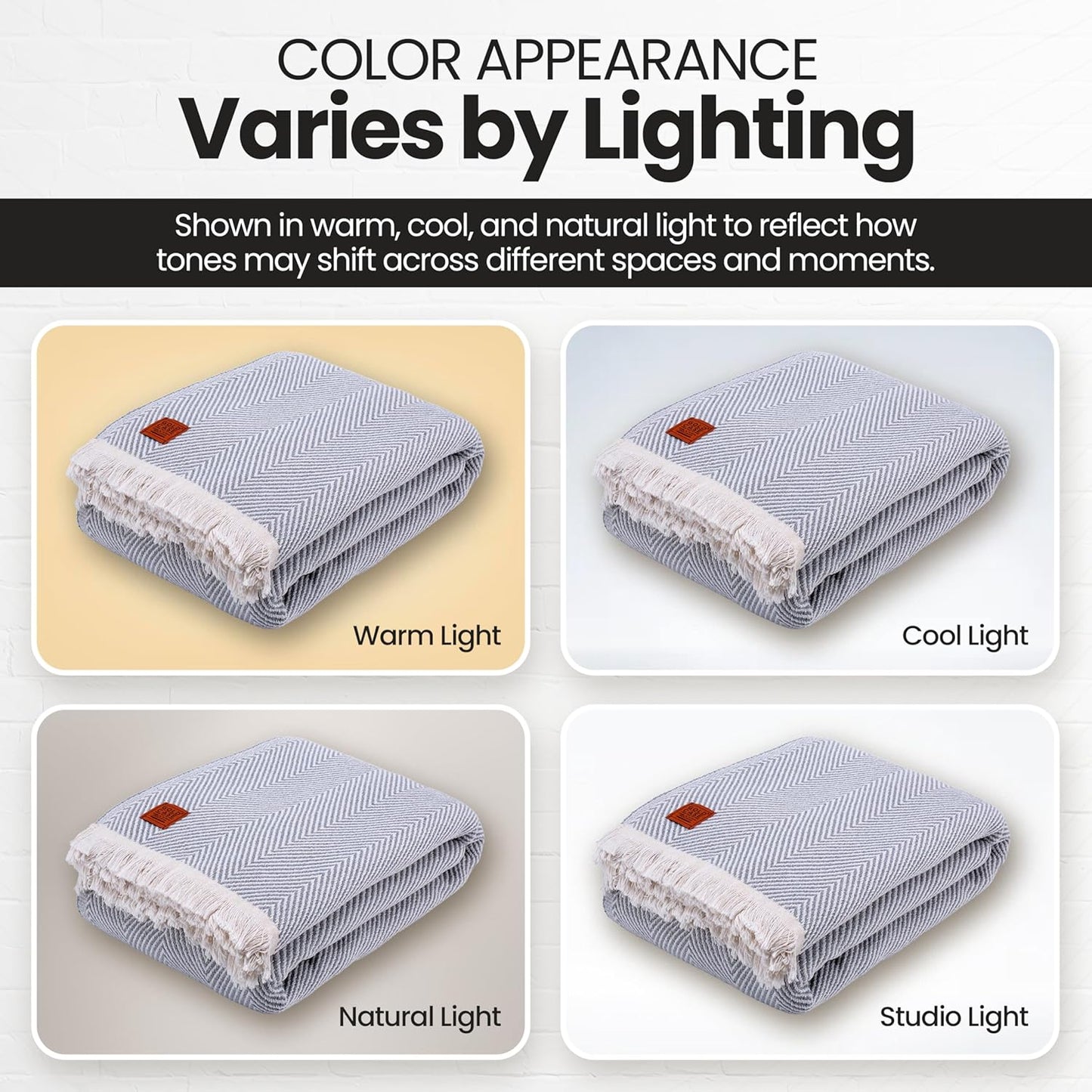 Gold Case Throw Blanket for Bed - 100% Recycled Turkish Cotton Blanket - Elegant Lightweight Soft Throw Blankets for Bed & Living Room - Twin Size Cozy Blankets - 71x90 - Grey