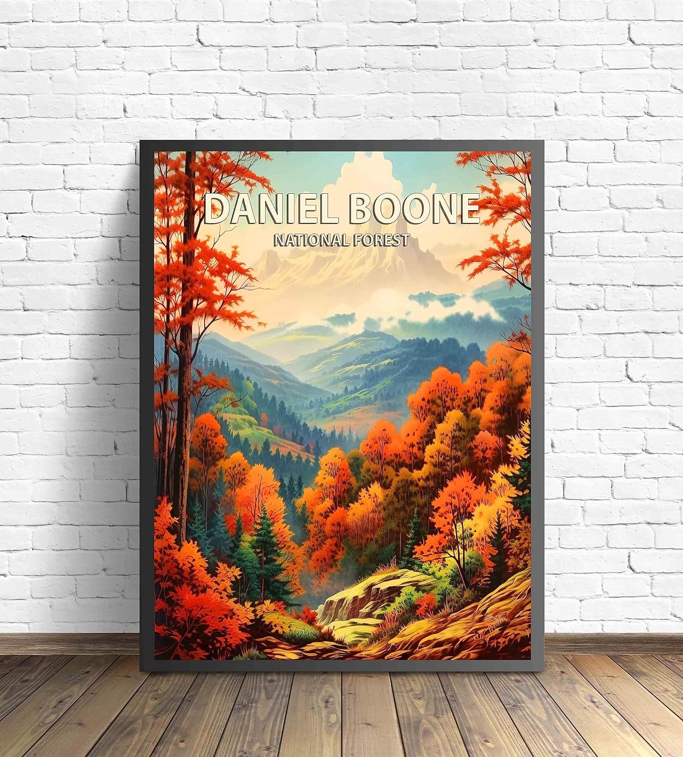 Daniel Boone National Forest Poster Art Print Retro Mountain Wall Art Poster Vintage Decor Nature Recreation Wilderness Wildlife Decoration, Outdoor Adventure Scenic Beauty Artwork. (Daniel Boone
