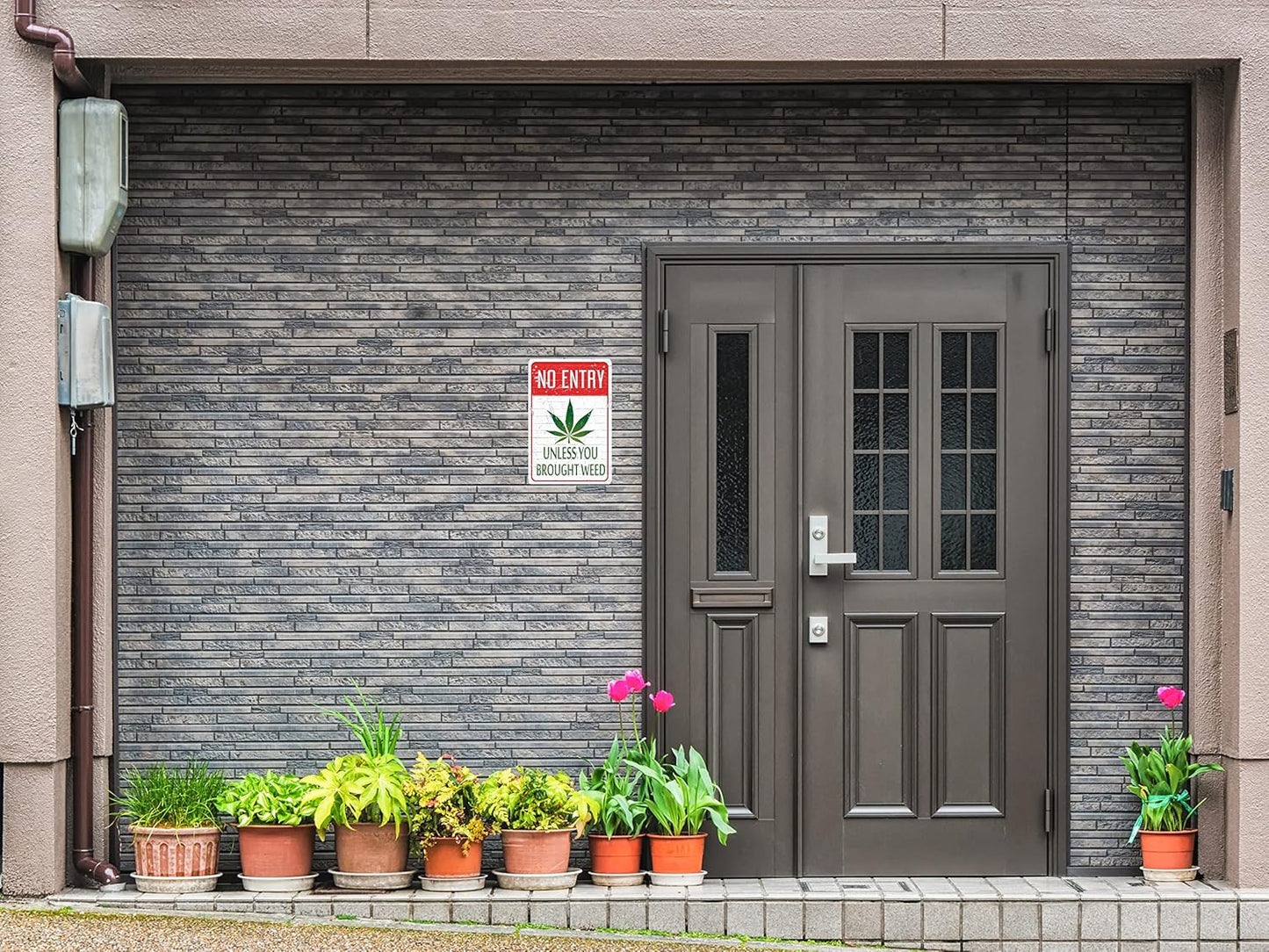 Funny Metal Sign For Garage Weed Decor Man Cave Ideas Yard Stuff Or Wall No Entry Unless You Brought Weed 420 Blaze It Friendly Gift 8x12 In