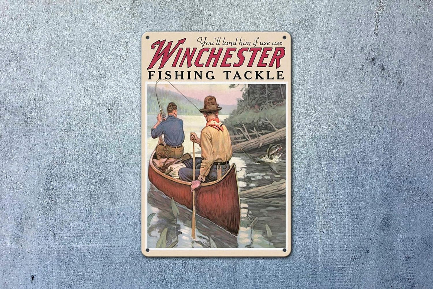 KENSILO Bar Vintage Retro Metal Tin Sign Winchester Fish and Tackle Hunting Fishing Home Wall Decor 8 x 12 inches