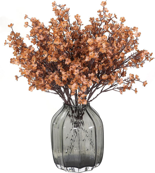 JAKY-Global Babys Breath Silk Artificial Flowers 6 Bundle Fake Plants Fall Decorations for Farmhouse,Home Decor Wedding Party Decoration Bouquets DIY Garden (Dark Brown Pink 6pcs)