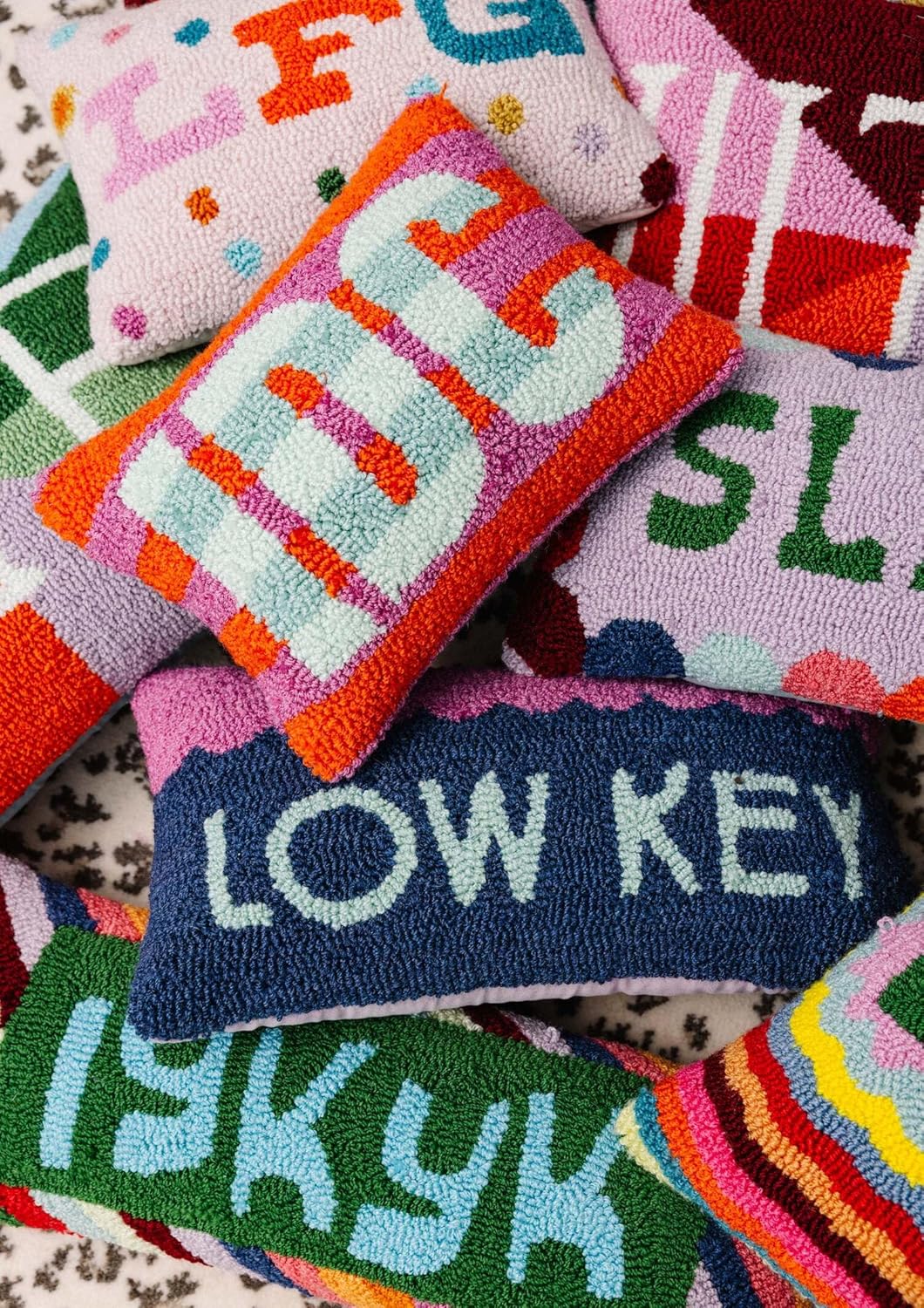 FURBISH Hook Decorative Throw Pillow - IDC - 9"x 12" - Small Embroidered Designer Pillow for Living Room, Couch, Sofa, Chair & Bed - Eclectic Home Decor