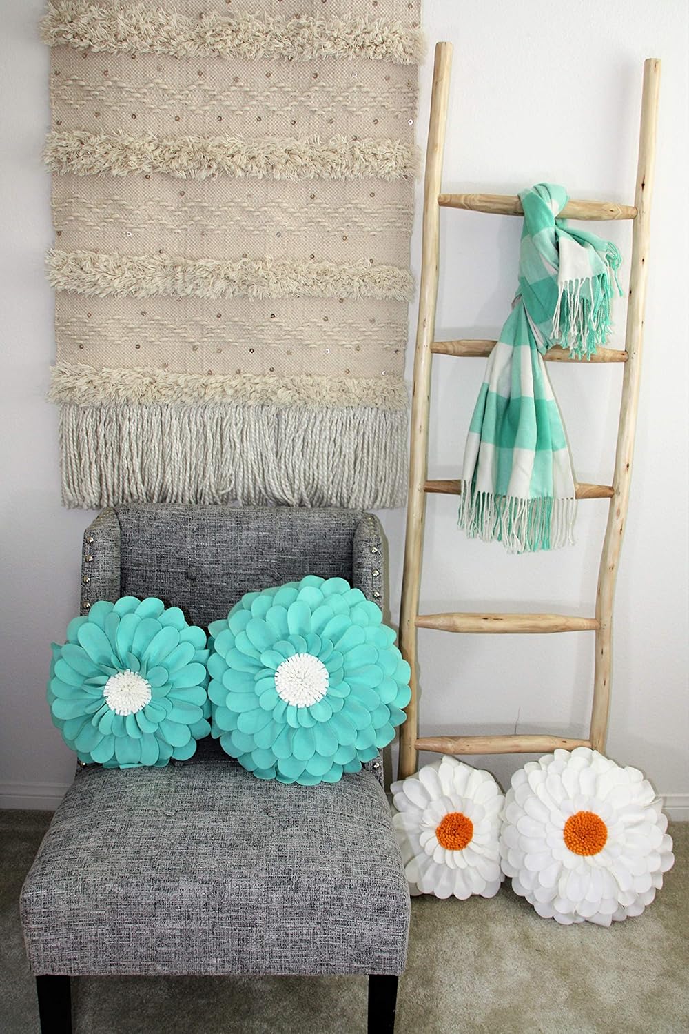 Decorative 3D Happy Daisy Throw Pillow - Patented Flower Shape Design - Soft & Cozy Couch & Bed Pillow