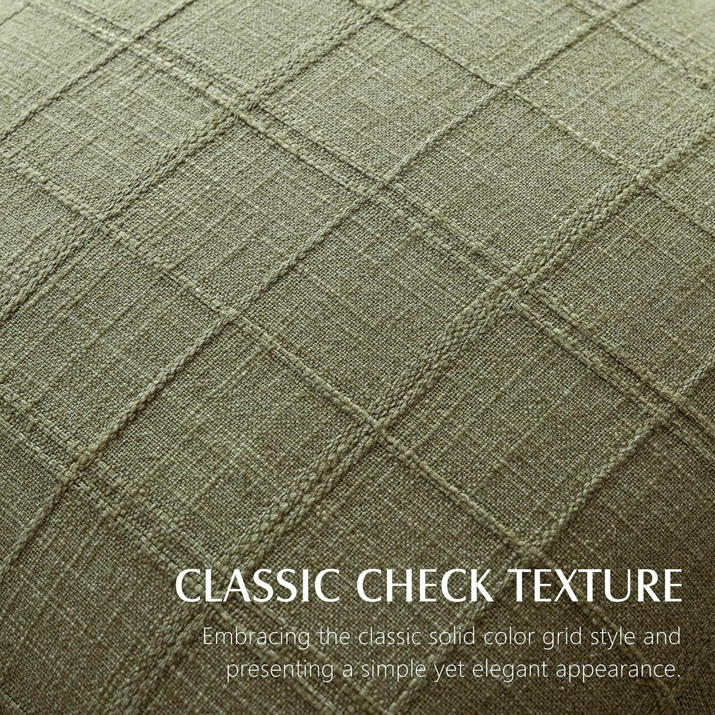Foindtower Set of 2 Decorative Linen Check Throw Pillow Covers Neutral Farmhouse Vintage Cushion Covers Modern Boho Home Decor for Sofa Chair Couch Bedroom Living Room,24×24 Inch,Sage Green