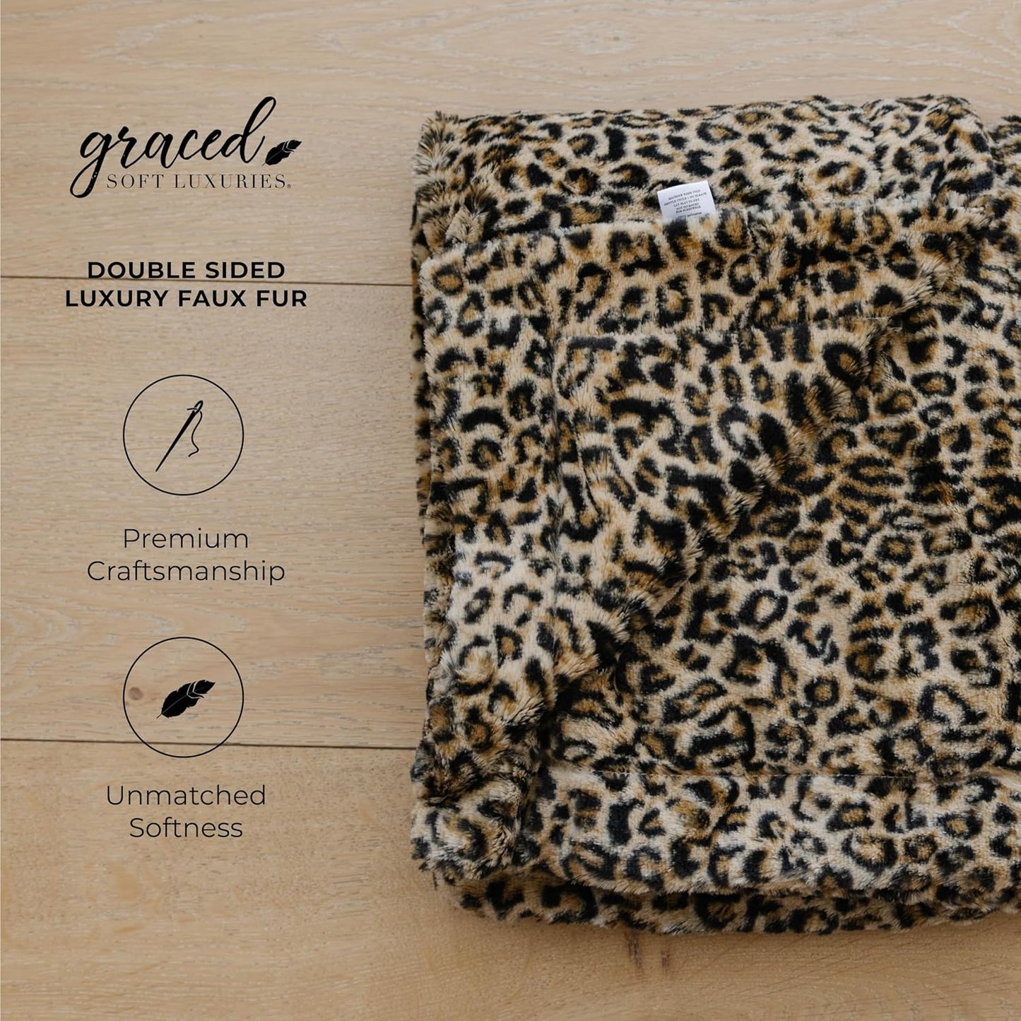 GRACED SOFT LUXURIES Throw Blanket Softest Warm Elegant Cozy Comfy Decorative Thick Faux Fur for Modern Living (Classic Leopard, Extra Large 60" x 80")
