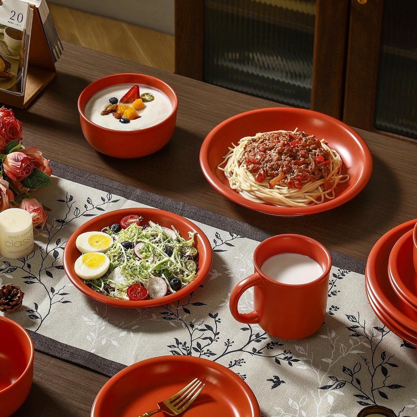 GZG 6-Inch Ceramic Cereal Bowls Set of 4, Rustic Matte Glazed Stoneware Bowls for Cereal, Soup, Salad & Snacks, 30 oz Capacity, Microwave & Dishwasher Safe(Terracotta Blush)