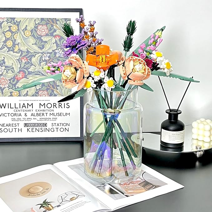 BLOFLO Iridescent Glass Vase, 9 Inch Large Glass Vase for Flowers, Modern Thick Glass Flower Vases for Centerpieces, Decorative Glass Cylinder Hydroponic Vase for Wedding, Home, Office