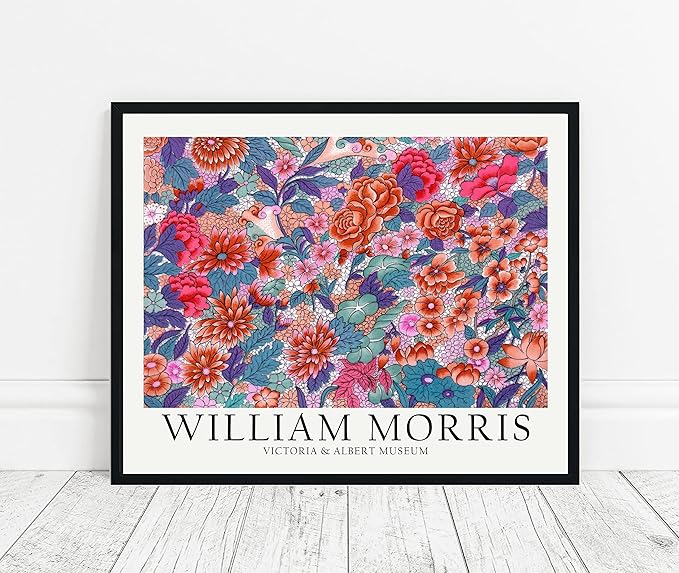 William Morris Colorful Flowers Wall Art Poster Prints, Famous Artist Patterns, Vintage Flowers Decor Artwork, Tapestry Historic Cultural Illustrations Fine Art, Colorful for Living Room, Bedroom,