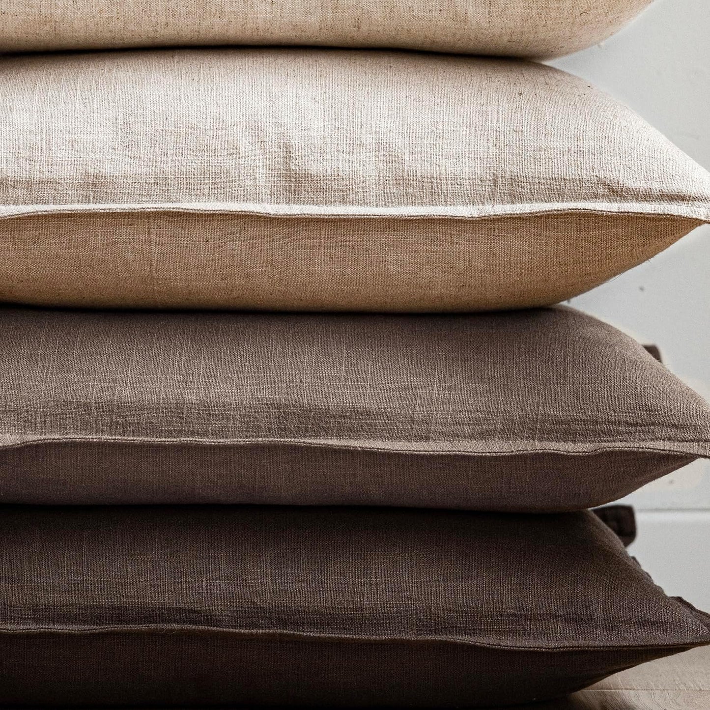 Foindtower Pack of 2, Decorative Linen Soild Throw Pillow Covers Accent Lumbar Cushion Case Boho Farmhouse Pillowcase for Chair Couch Sofa Bedroom Living Room Home Decor 12x20 Inch Light Coffee