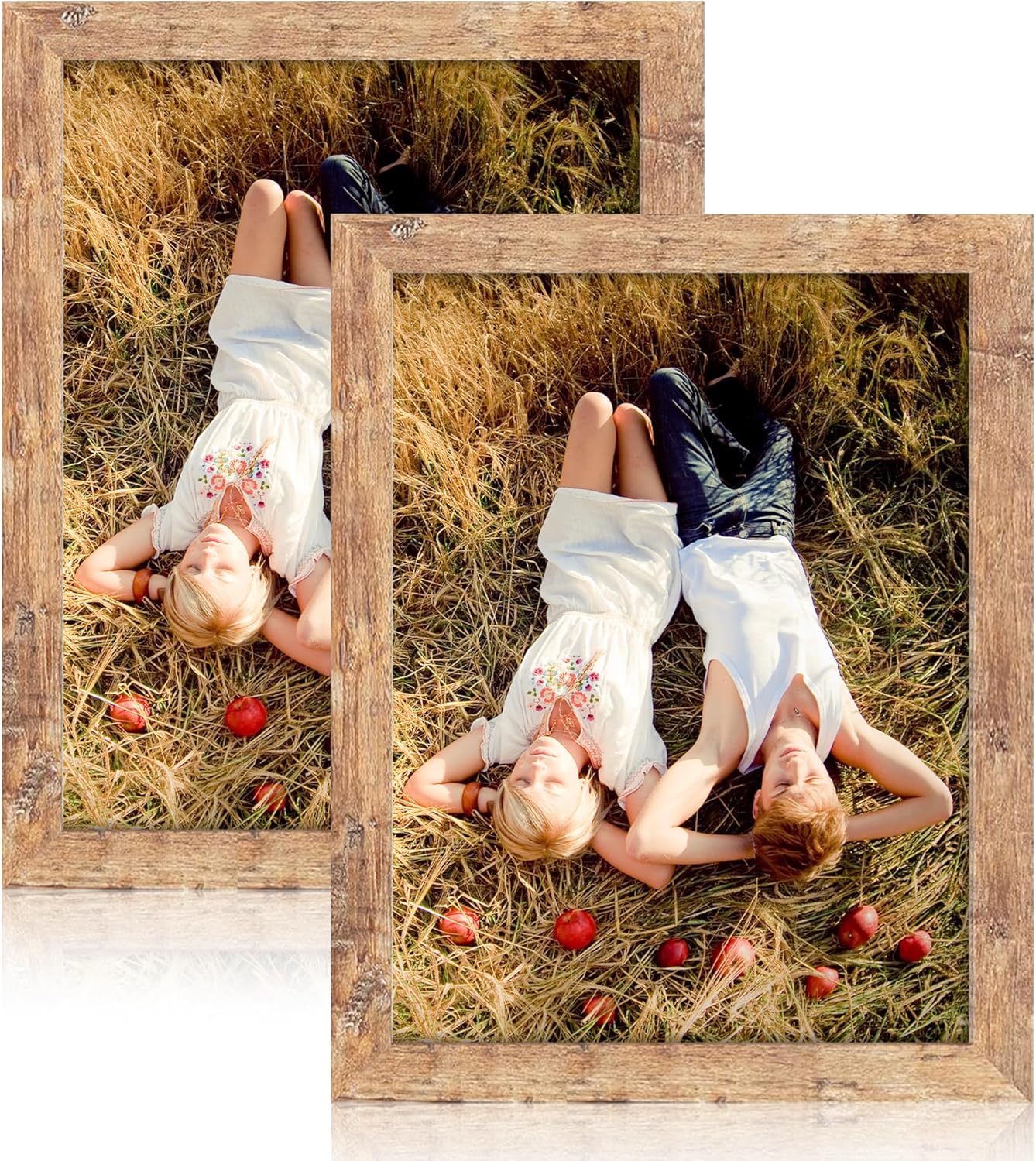 iRahmen 8.5x11 Picture Frame Set of 2, Rustic Brown Certificate Frame with High Definition Real Glass, Wood Photo Frames 8.5 by 11 Diploma Document for Wall Hanging and Tabletop Display