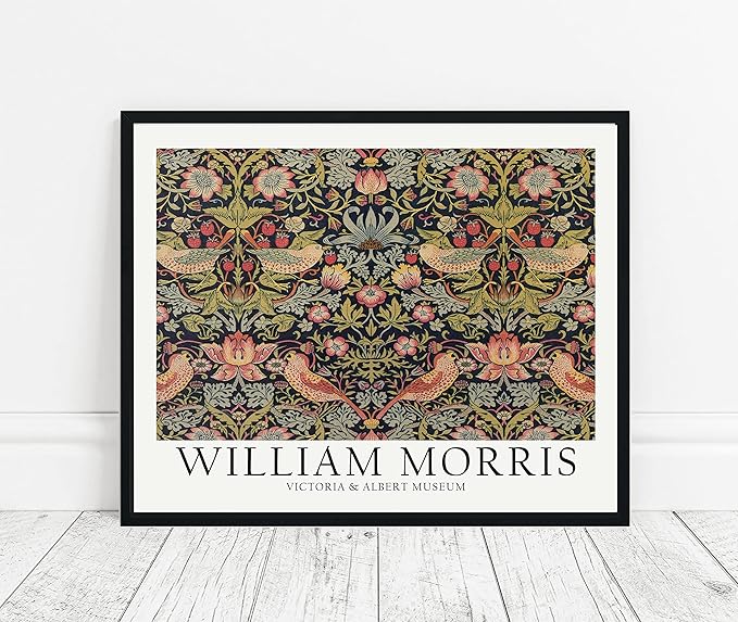 William Morris Birds and Flowers Wall Art Poster Prints, Famous Artist Patterns, Vintage Flowers Decor Artwork, Tapestry Historic Cultural Illustrations Fine Art, Colorful for Living Room, Bedroom,