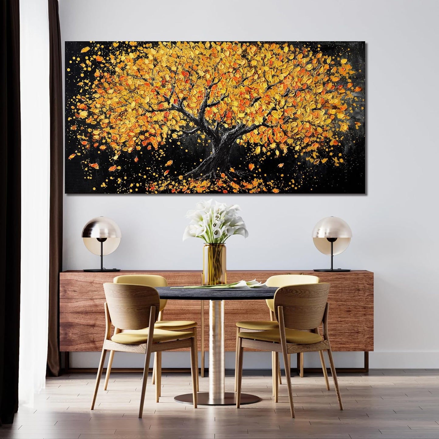 Dimpaga Canvas Wall Art Decor Large Wall Art for Living Room Artwork for Walls Black and Gold Wall Art Decor Tree of Life Wall Art Prints Canvas Art Wall Decor Home Office Wall Decor 24"X48"
