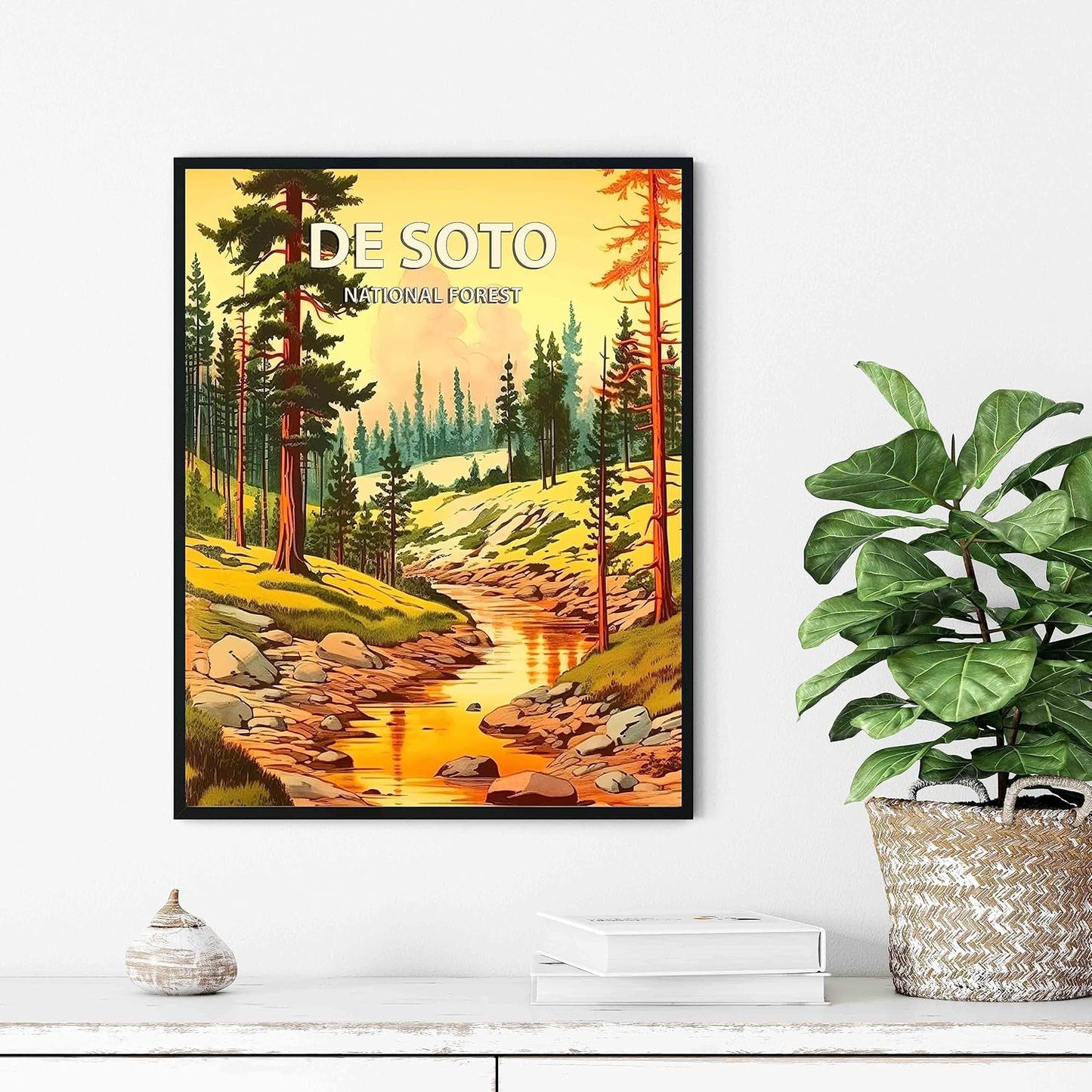 De Soto National Forest Poster Art Print Retro Mountain Wall Art Poster Vintage Decor Nature Recreation Wilderness Wildlife Decoration, Outdoor Adventure Scenic Beauty Artwork. (De Soto National