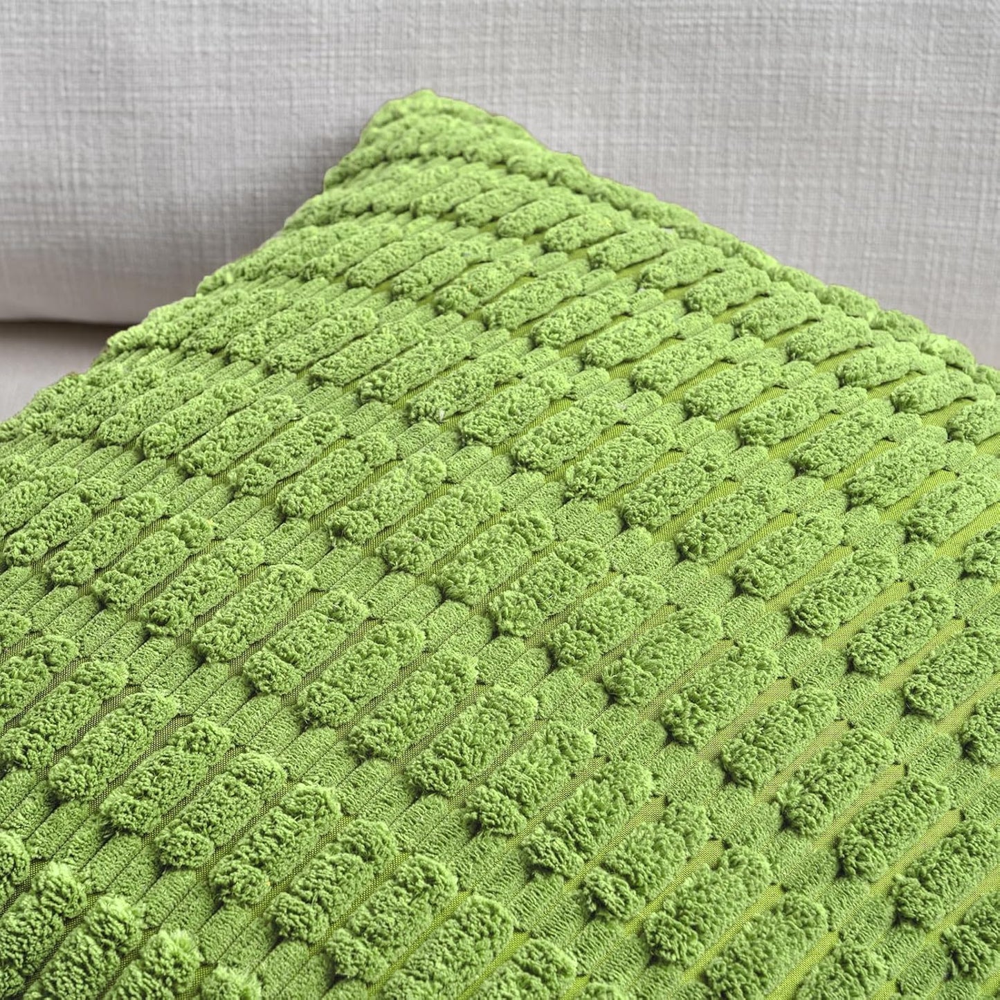 Fancy Homi 4 Packs Boho Lime Green Decorative Throw Pillow Covers 12x20 Inch for Couch Bed Sofa, Rustic Modern Farmhouse Home Decor, Soft Plush Corduroy Cute Rectangle Cushion Case 30x50 cm