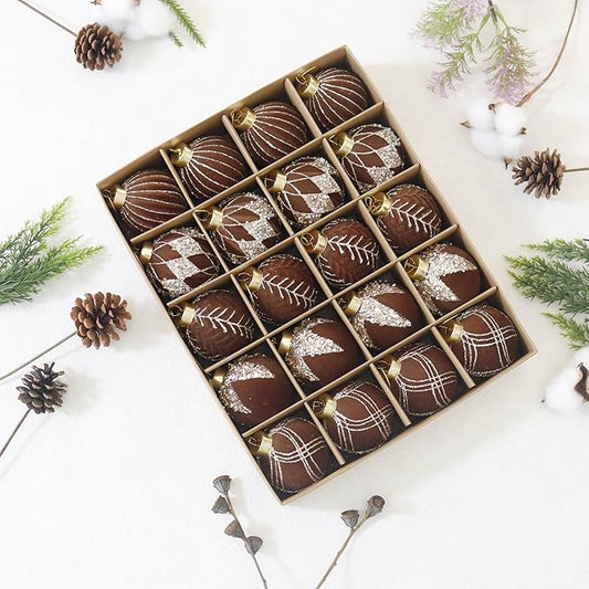 20PCS Velvet Ornaments for Christmas Tree, 2.36INCH Glitter Flocked Christmas Ornaments Decorations Balls Set Decor