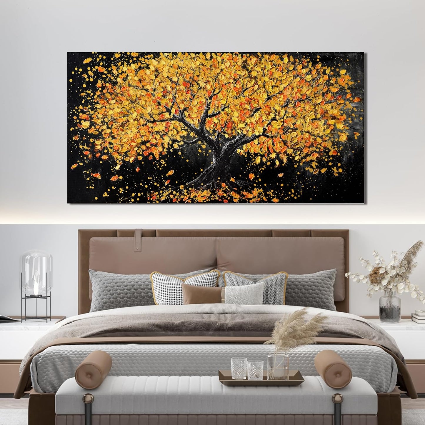 Dimpaga Canvas Wall Art Decor Large Wall Art for Living Room Artwork for Walls Black and Gold Wall Art Decor Tree of Life Wall Art Prints Canvas Art Wall Decor Home Office Wall Decor 24"X48"