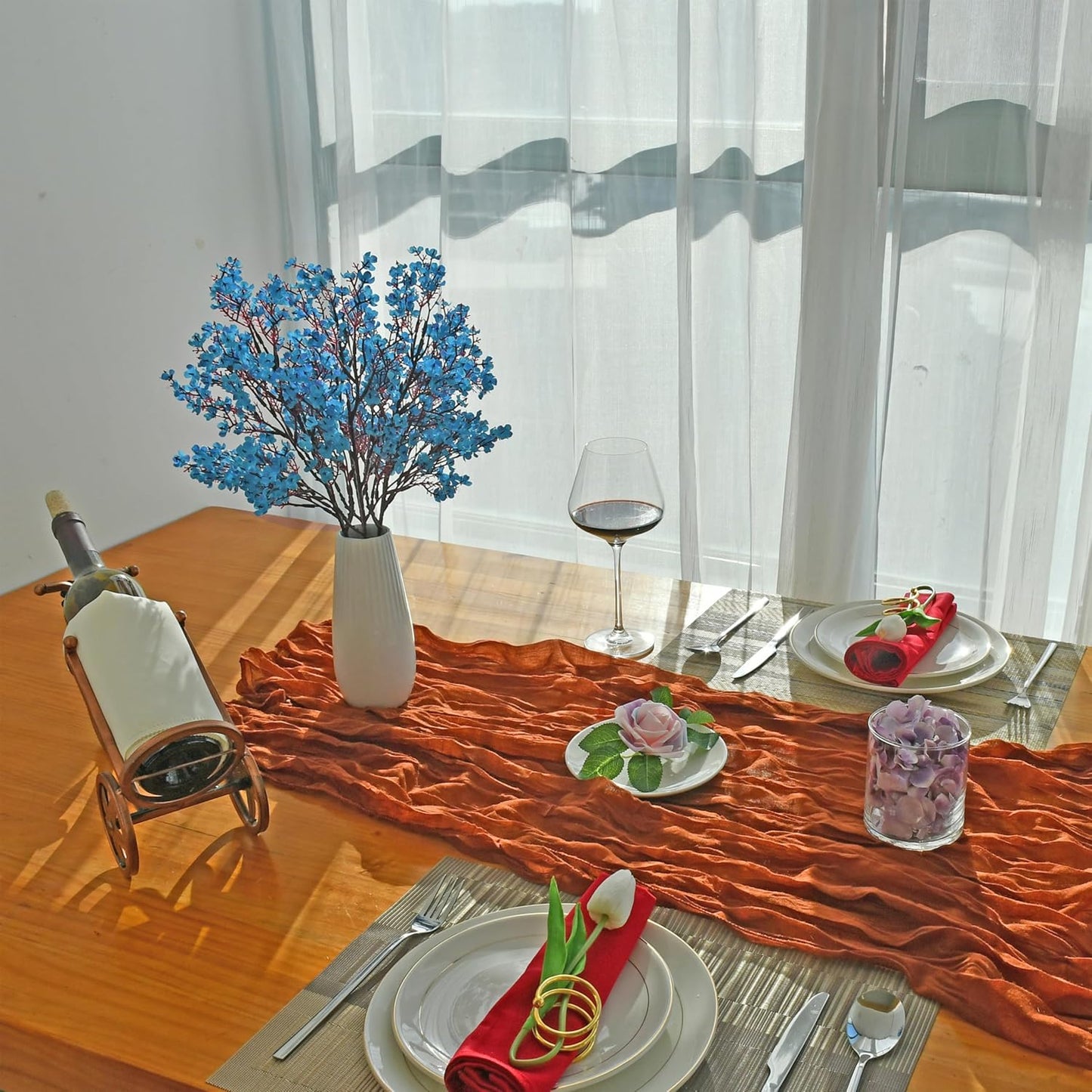 Mandy's Royal Blue Artificial Baby’s Breath Flowers 6 Bundles Silk Gypsophila with Bendable Stems for Fall Centerpiece Wedding Decor and Table Arrangements