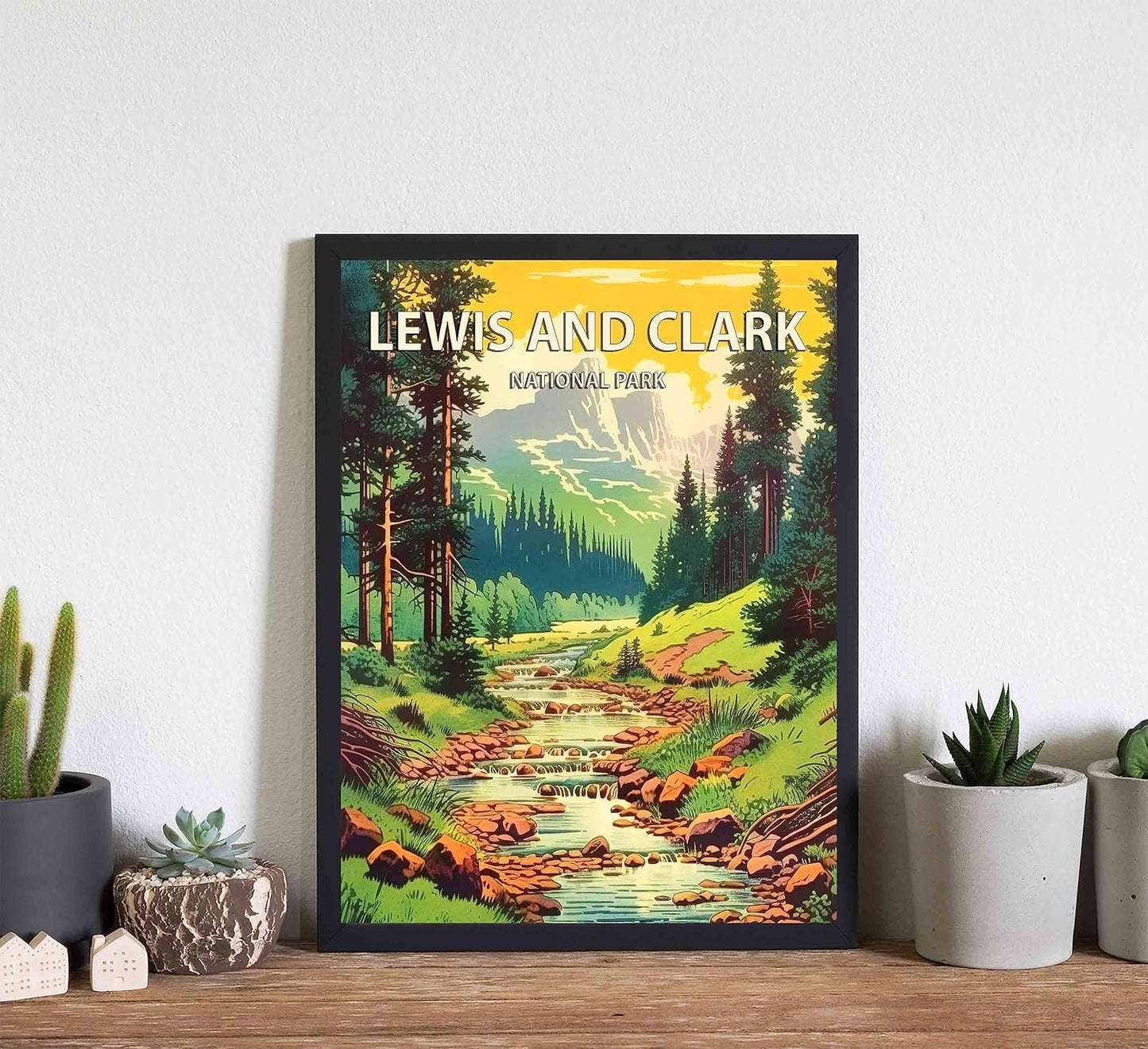Lewis and Clark National Forest Poster Art Print Retro Mountain Wall Art Poster Vintage Decor Nature Recreation Wilderness Wildlife Decoration, Outdoor Adventure Scenic Beauty Artwork. (Lewis and