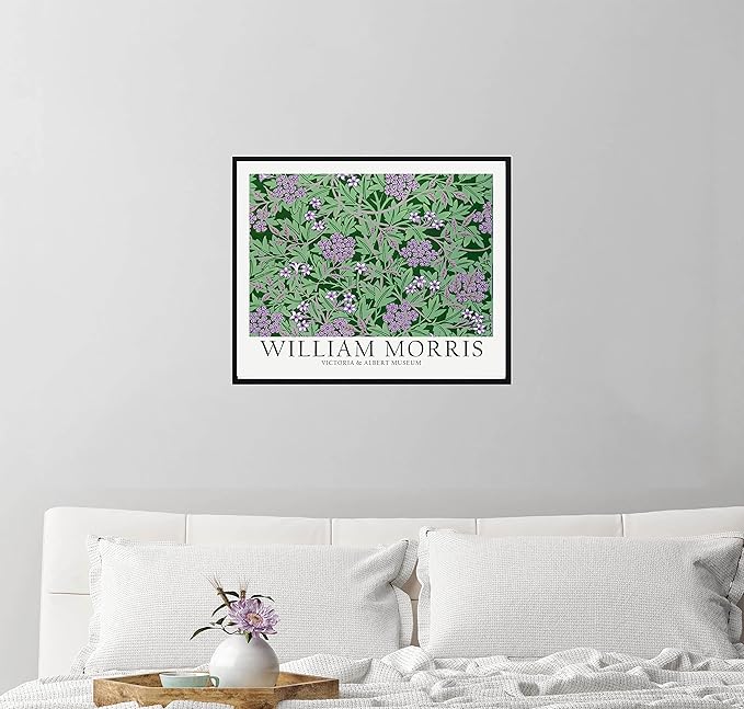 William Morris Purple Flowers Wall Art Poster Prints, Famous Artist Patterns, Vintage Flowers Decor Artwork, Tapestry Historic Cultural Illustrations Fine Art, Colorful for Living Room, Bedroom,