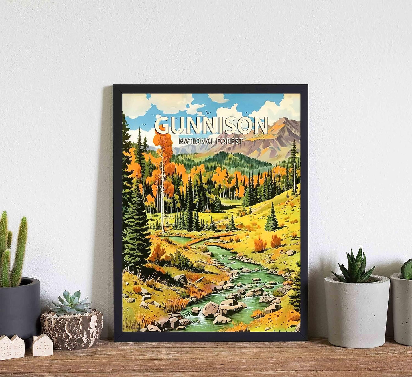 Gunnison National Forest Poster Art Print Retro Mountain Wall Art Poster Vintage Decor Nature Recreation Wilderness Wildlife Decoration, Outdoor Adventure Scenic Beauty Artwork. (Gunnison National