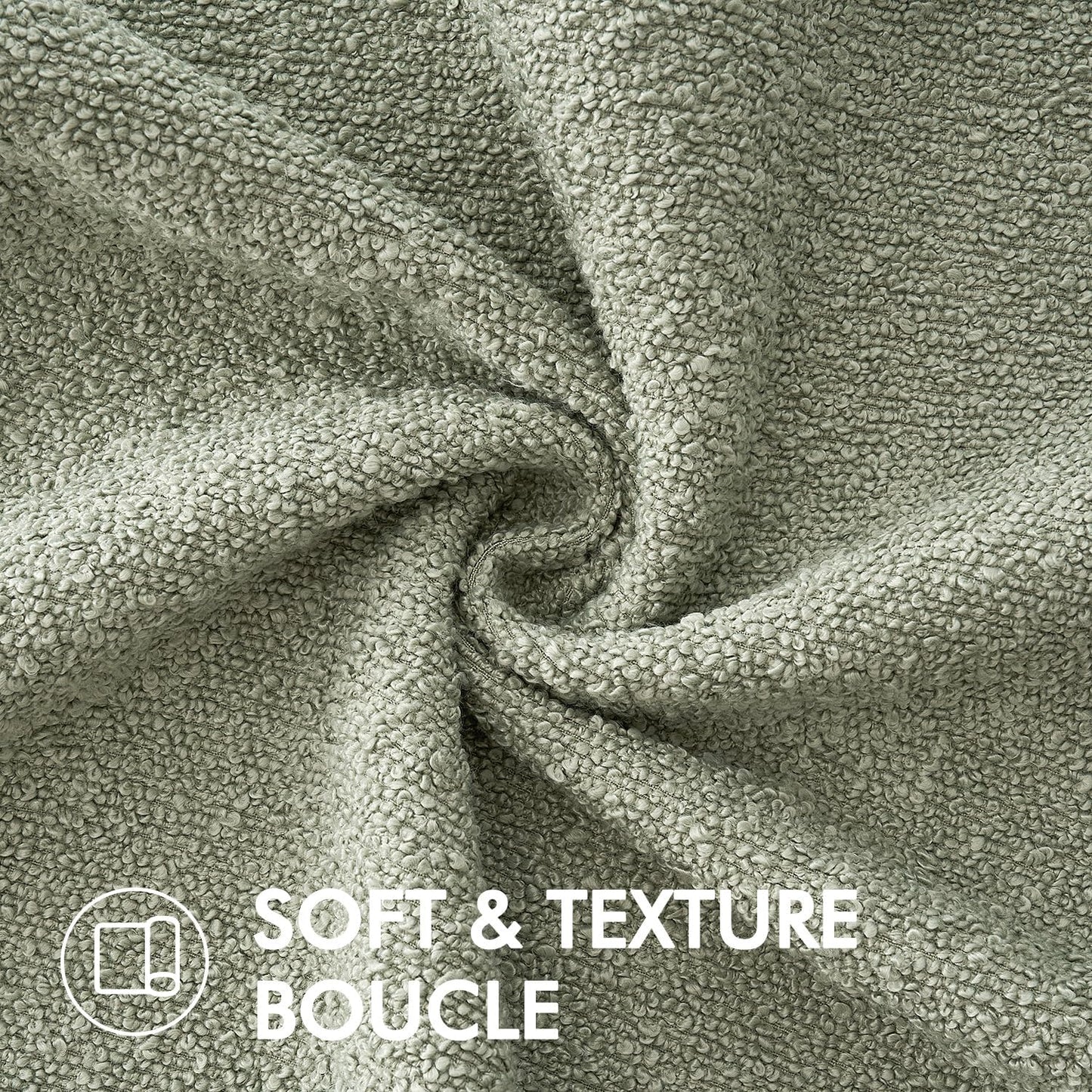 MIULEE 20x20 Inch Decorative Pillow Covers for Couch Bed Set of 2 Textured Boucle Neutral Winter Throw Pillows Sage Green Accent Solid Cushion Pillowcases Sofa Livingroom Home Decor