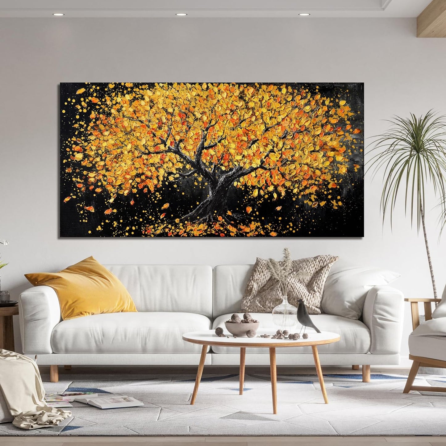 Dimpaga Canvas Wall Art Decor Large Wall Art for Living Room Artwork for Walls Black and Gold Wall Art Decor Tree of Life Wall Art Prints Canvas Art Wall Decor Home Office Wall Decor 24"X48"