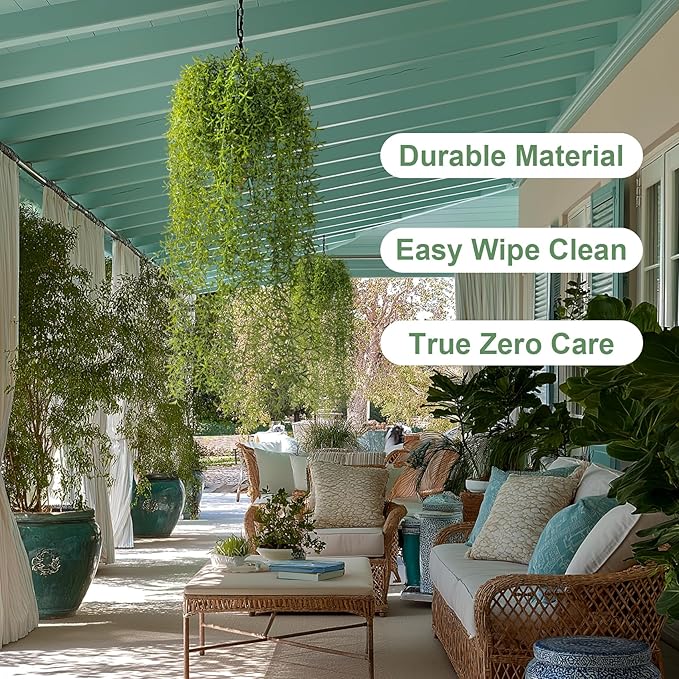 4PCS Fake Hanging Plants Set - Ultra Realistic Artificial Vine with Lifelike Leaves, Zero Maintenance Home & Office Decor for Wall, Shelf, Wedding Arch