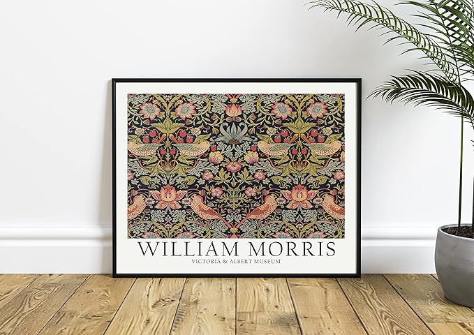 William Morris Birds and Flowers Wall Art Poster Prints, Famous Artist Patterns, Vintage Flowers Decor Artwork, Tapestry Historic Cultural Illustrations Fine Art, Colorful for Living Room, Bedroom,