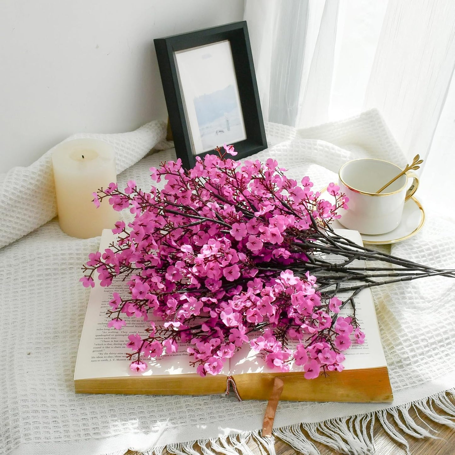 Mandy's Lavender Artificial Baby’s Breath Flowers 6 Bundles Silk Gypsophila with Bendable Stems for Fall Centerpiece Wedding Decor and Table Arrangements