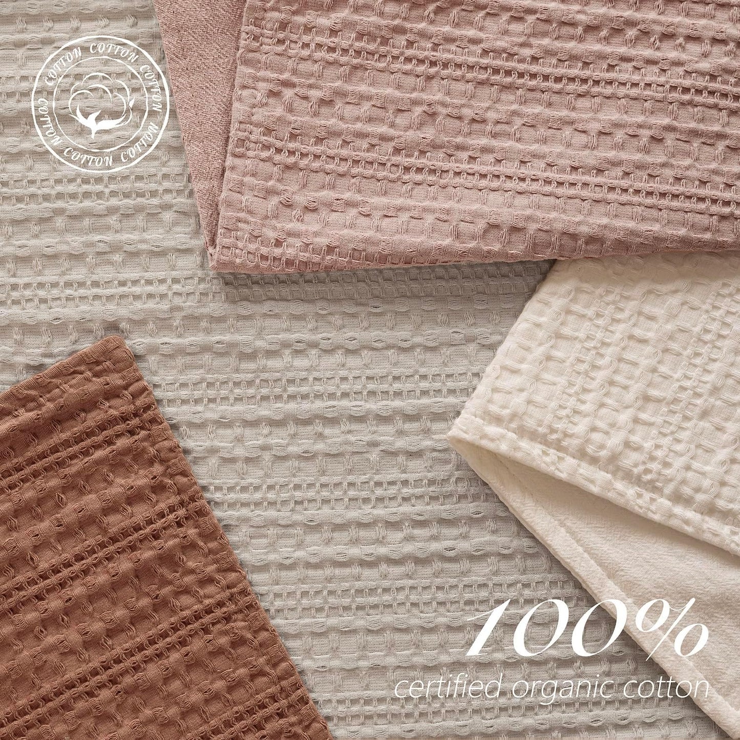 Foindtower Set of 2 Decorative Cotton Waffle Weave Throw Pillow Covers Euro Shams Cushion Covers Accent European Pillowcase for Bed Couch Sofa Bedroom Living Room Home Decor 22×22 Inch Coral Pink